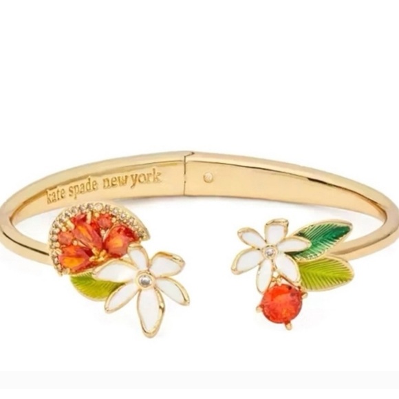 ✨️🍊 Kate Spade Sweet Citrus Hinge Cuff bracelet ➕️ Earring Bundle ✨️🍊 - Picture 2 of 10